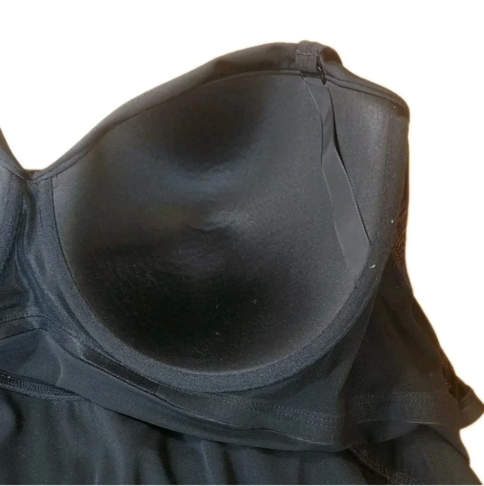 Torrid Modest Swim Dress Woman Plus Sz 6XF Black Mesh Floral Overlay Pool Beach